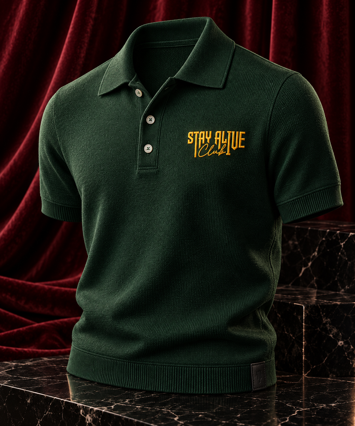 CREST EMBROIDERED KNIT POLO