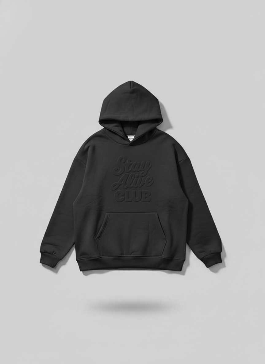 STAY ALIVE CLUB — BLACK HOODIE