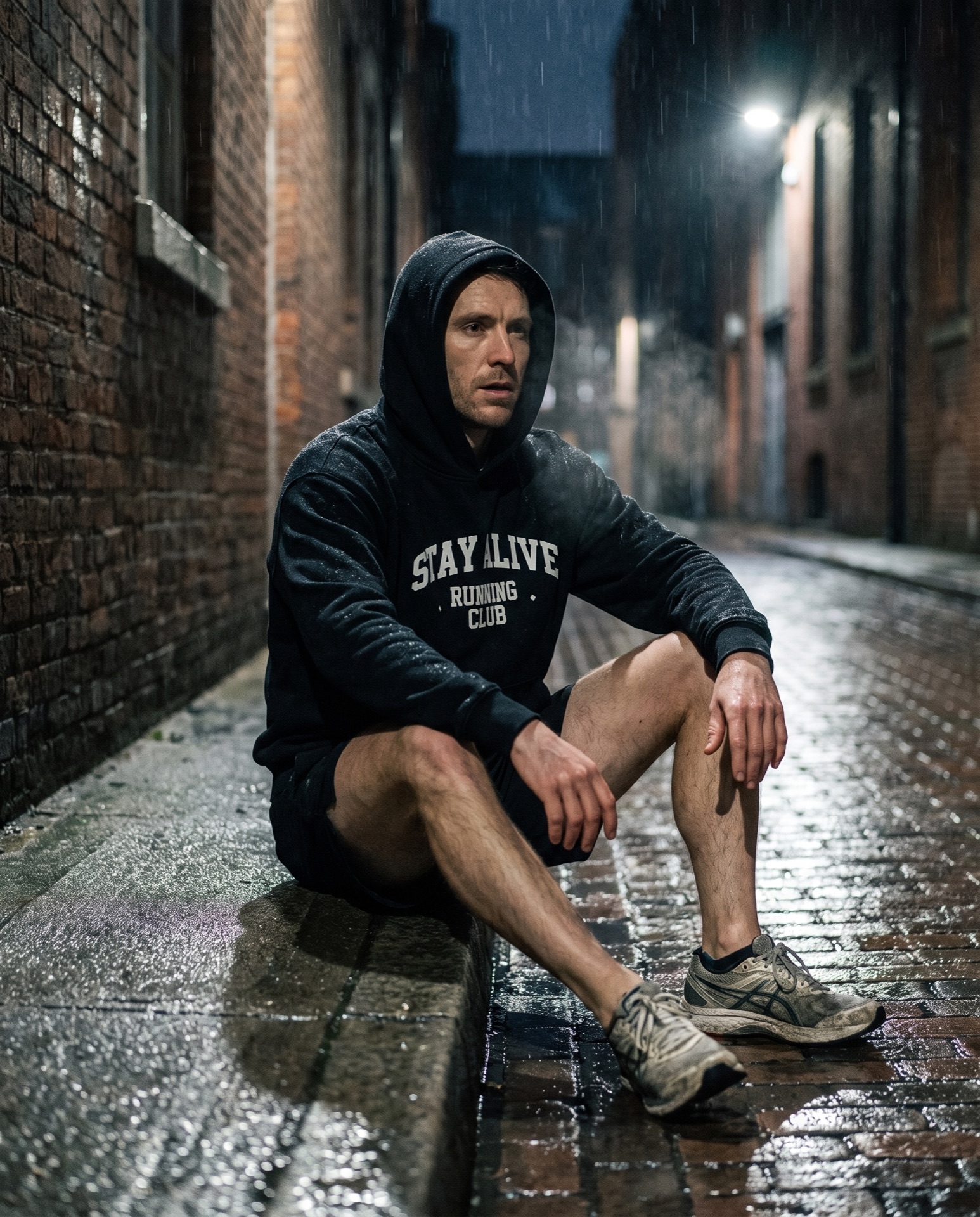Stay Alive Club athlete in the rain